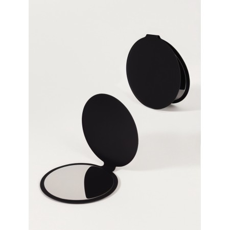 Folding mirror (1) b/took D7.2cm to leatherette/acrylic Cheron package QF