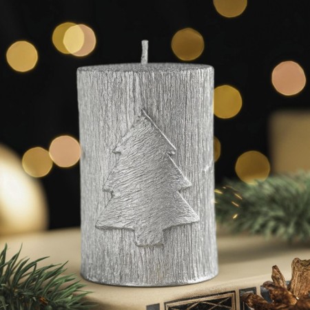 New Year's candle "Christmas tree" 5.5x8 cm, silver