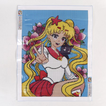 Diamond mosaic with a complete filling on the canvas "Moon Princess", 30 x 40 cm-1