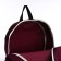 A backpack with a zipper, an outer pocket, burgundy color