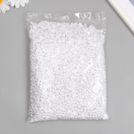 Decor for creativity "Half of the pearl" White set 500 grams 0.6x0.6x0.4 cm-3