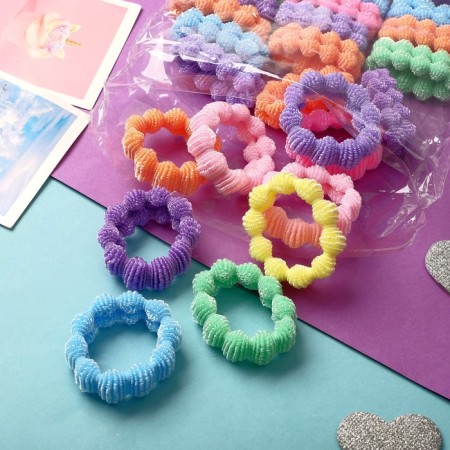 Hair elastic band "Mahrushka" (set 30 pcs) wave brightness, 5 cm, mix