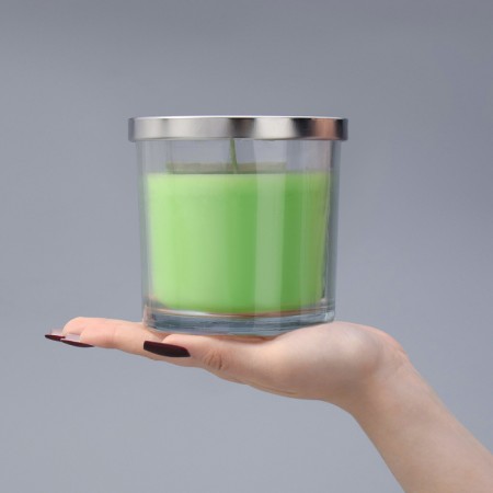 Aromatic giant candle in a glass "apple with cinnamon", soy wax, 10x10 cm-6