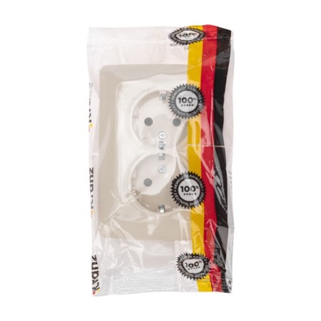 Double socket Kranz ceramics, with grounding, hidden installation, 16a, beige KR-78-0250-4