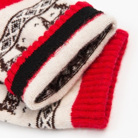 Women's socks made of Mongolian wool with deer, red color, size 23 (34-36)-3