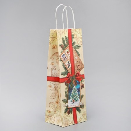Package for the bottle "Post", 13 x 36 x 10 cm, New Year-1
