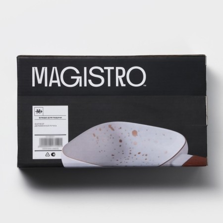 Porcelain dish for serving with a wooden handle Magistro, 15 × 15 cm, white color-8