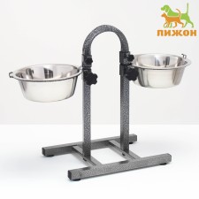 Adjustable multi -level stand 40 cm with 2 bowls of 2.8 liters