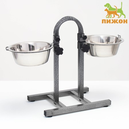 Adjustable multi -level stand 40 cm with 2 bowls of 2.8 liters