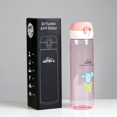 Water bottle, 500 ml, Cactus Love, 22 x 6 cm, mix-2