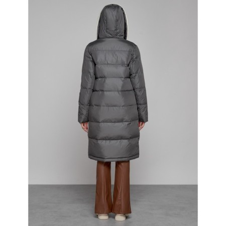 Coat insulated winter female, size 52, dark gray color-3