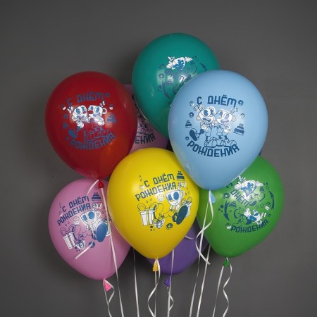 Shar Latex 12 ““ Funny cups. Happy birthday! ”, A set of 25 pcs.-1