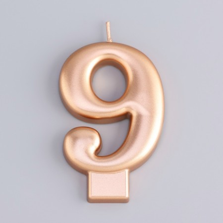 Candle for the Cake "European Giant", a number 9, 7 cm, pink gold-2