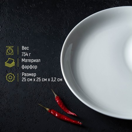 Porcelain dish with a boat of the White Label, D = 25 cm, white color-1