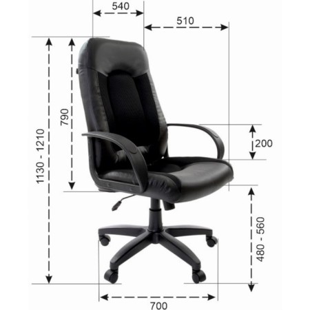 Armchair for the head of Brabix Strike EX-525, black eco-leather, black fabric TW-1