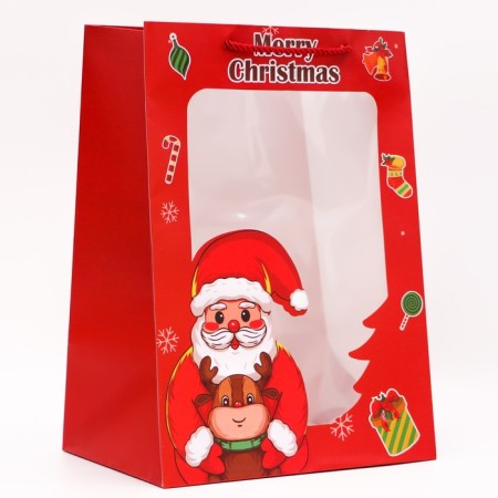 Gift package with the window "Santa Claus", 25 x 35 x 18 cm, red-1
