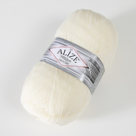 Yarn "Superlana Tig" 25% wool, 75% acrylic 570m/100g (62 dairy)-1