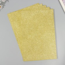 A set of glitter foamiran (5 sheets) 2 mm, 20x30 cm, light golden