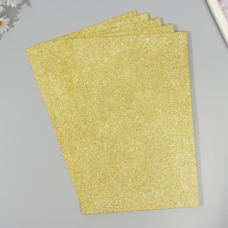 A set of glitter foamiran (5 sheets) 2 mm, 20x30 cm, light golden
