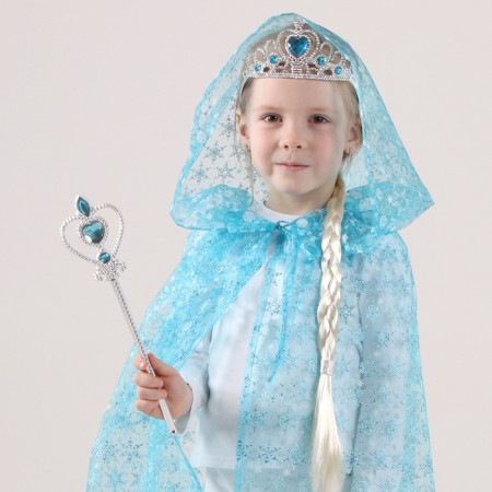 Ella carnival set, organza raincoat, braid, rod, crown, length 80 cm-1
