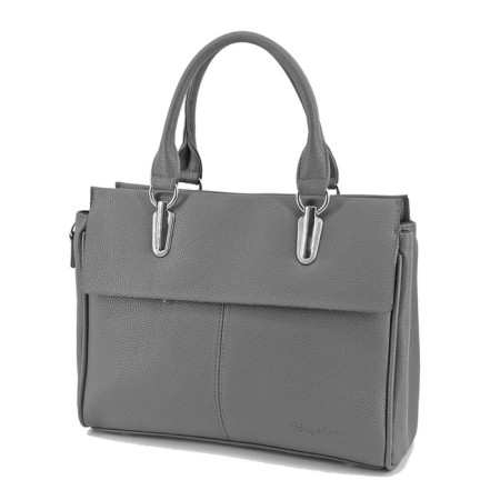 Bag women, genuine leather, gray 30x9x23 cm