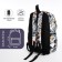 School backpack of textiles with a zipper, 3 pockets, white/multi -colored color