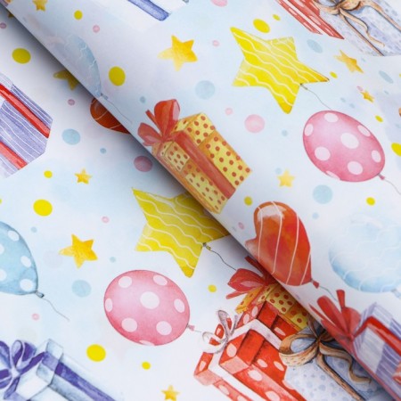 Glossy packaging paper "Bright holiday", bilateral, 0.49 x 0.7 m-1