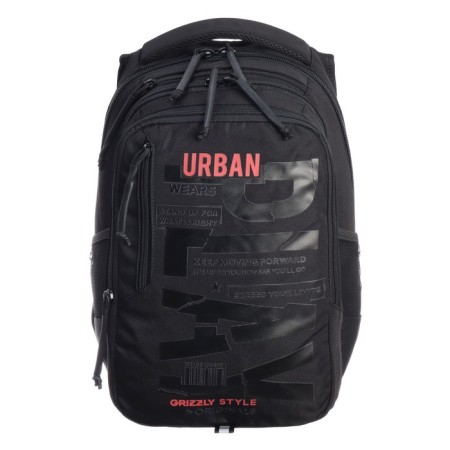 Youth backpack, 42 ​​x 31 x 22 cm, Grizzly 338, ergonomic back, laptop department, black/blue RU-338-3_1-2