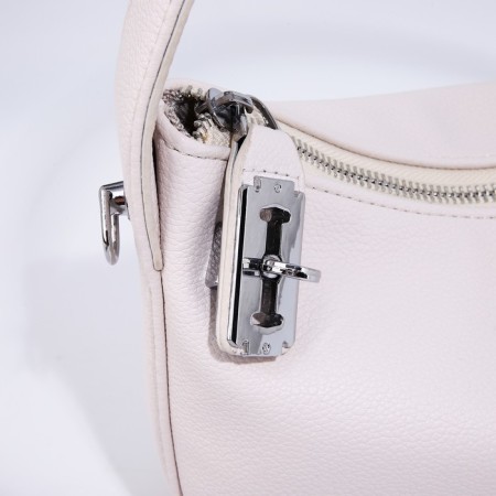 Baget bag with zipper, chain, white color-3