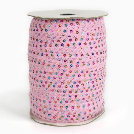 Hypyur pink braid with sequins, width 1.3 cm, 548 m-3
