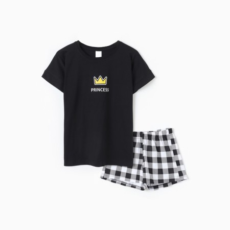 Female home (T -shirt, shorts) "Princess", Black color, size 52