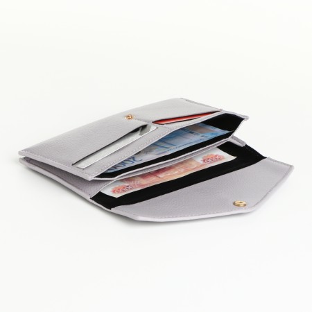 Women's wallet on the button, gray color-3