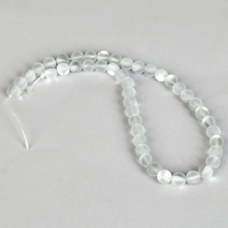 Busins ​​made of natural stone "Cat Eye", set 46 pcs., Size 1 pc. -8 mm, matte gray-white-1