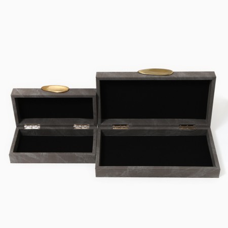 The casket for jewelry "gray marble" eco -leather, set 2 pcs.-6