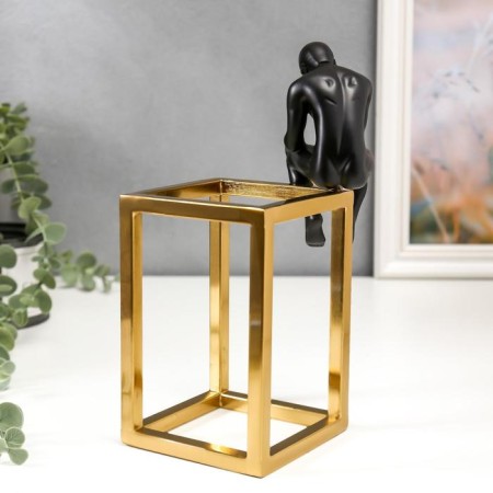 Souvenir Polystone, Metal "Thinker" black with gold 22.5x10x13.5 cm-3