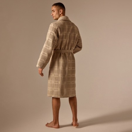Wafel dressing gown Male SL Home: Chess "Sabbia", size S, 100% cotton, 340 g/m2-9