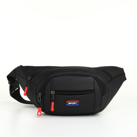 Lightning waist bag, 3 outer pockets, black color-2