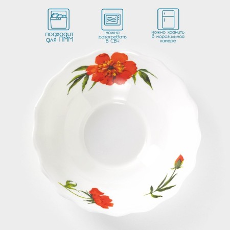 Borchast rose salad bowl, 430 ml, d = 15.5 cm, glass ceramic-1