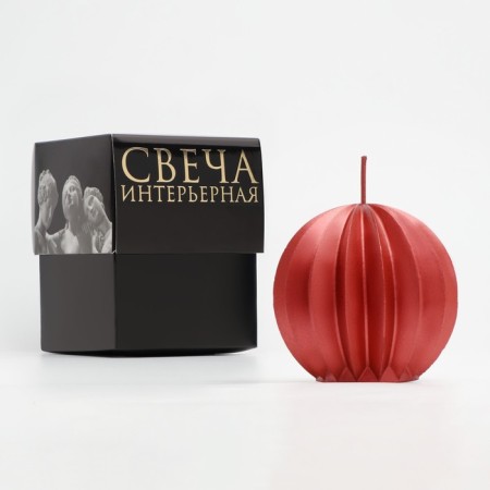 Figure candle "Ball facet", 6.5x6.5 cm, red, in the box-3