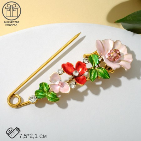 Pin "Flower" path, 7.5 cm, colored in black gold-2