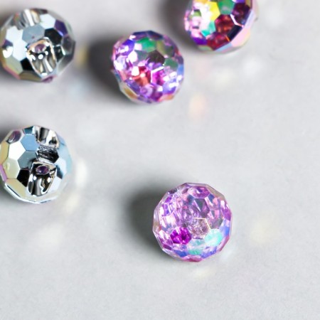 Buttons Plastic for creativity 1 Process "Ball Golography. Lilac" set 12 pcs d = 1.2 cm