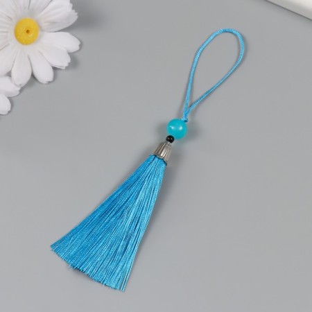 Decor for creativity textiles "Brush with a bead" bright blue set 2 pcs 10x1 cm-1