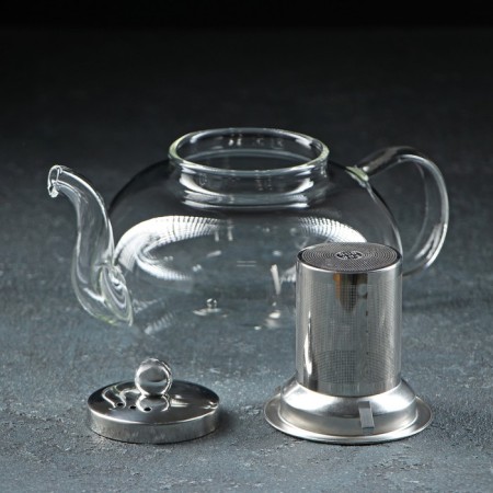 Glass teapot with a metal sieve "Caliopa", 1 liter-2
