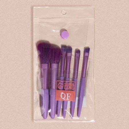 A set of makeup brushes, 6 items, PVC package, purple color-7