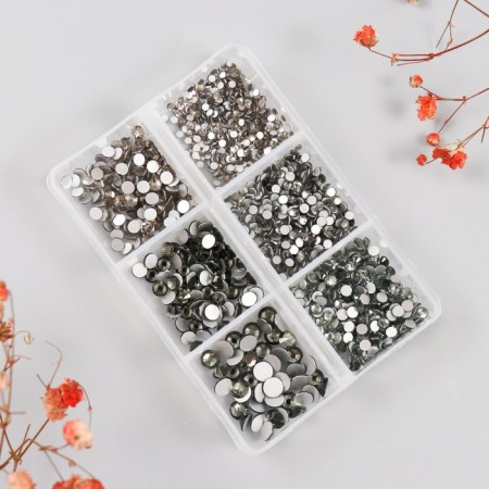 Decor for creativity Glass "Rhinestones. Transparent gray" d = 2-4.8 mm nr 1188 pcs 6x8x1.5 cm
