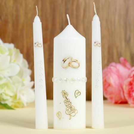 A set of wedding suppositories with beads "Wedding rings", white, handmade, mix-10