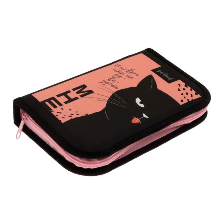 Penal 1 section, 130 x 210 x 40 mm, 2 folding strips, fabric, calligrata top, Content "cat", black-1