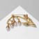 Brooch "Lundies" a twig, white-green color in gold