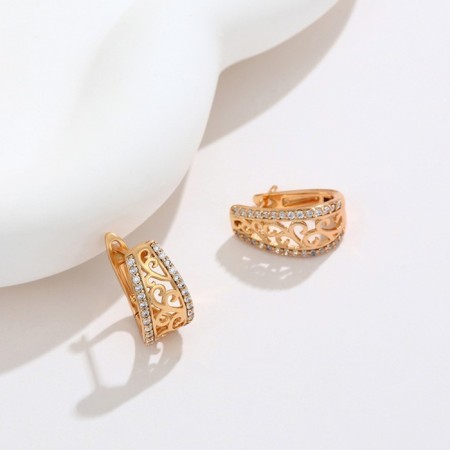 Earrings with rhinestones Xuping lace, white color in gold-1