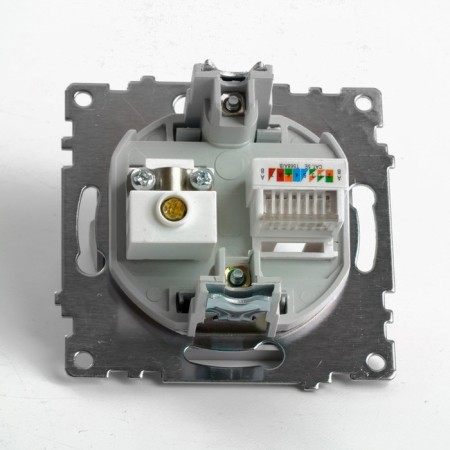 ROSET TV + computer RJ-45 (mechanism), Stekker Series Catherine, Silver, GLS00-7106-03-3